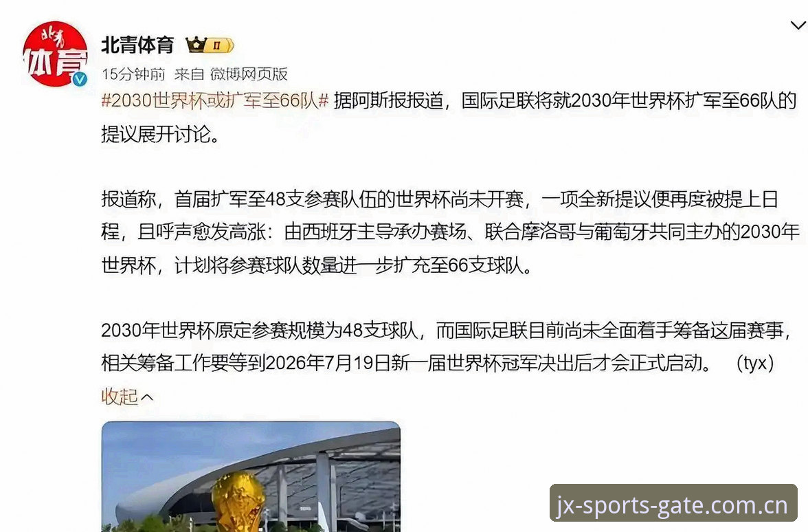金喜体育登录 2030世界杯扩军至66队最新进展:中国男足迎来历史性机遇?金喜体育深度解析赛事变革